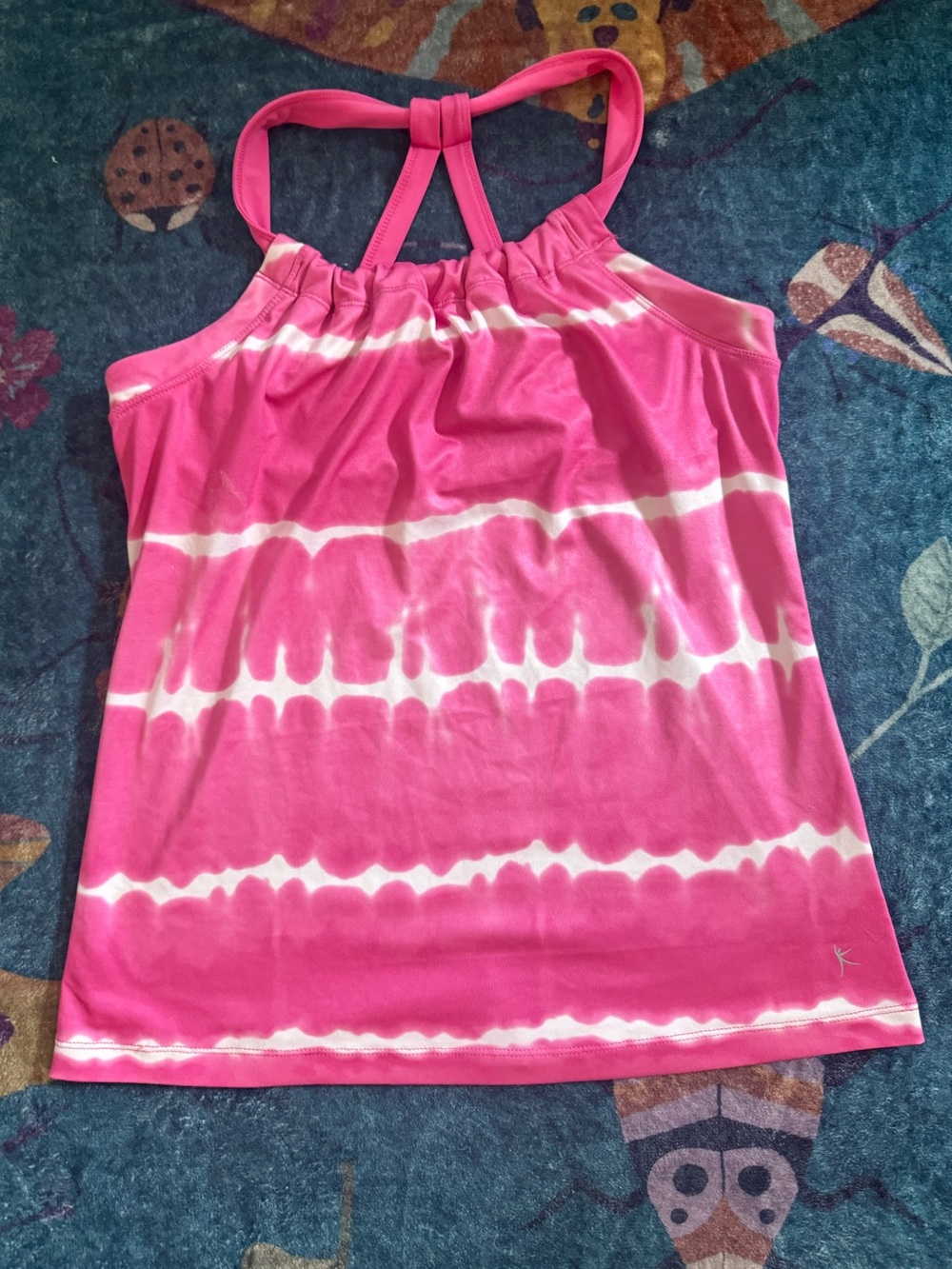 Danskin Now Yoga Pink Tie-Dye Strappy Tank Top L Athletic Athleisure VGUC